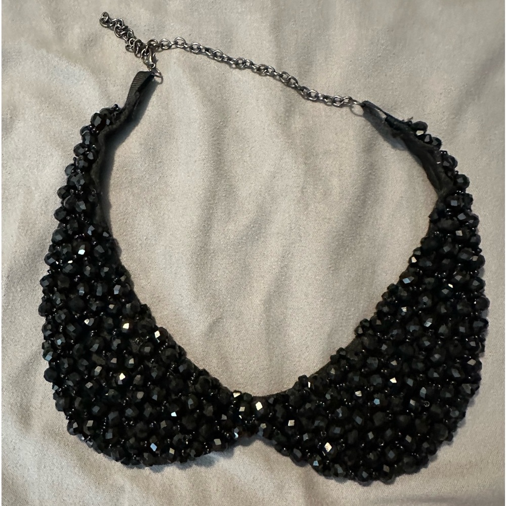 Vintage Black Beaded Statement Necklace